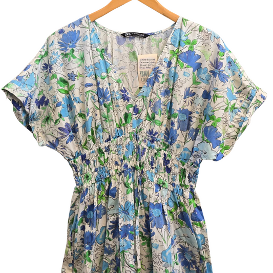 Pre-loved Zara 100% Cotton Midi Dress - Size XL (W38)