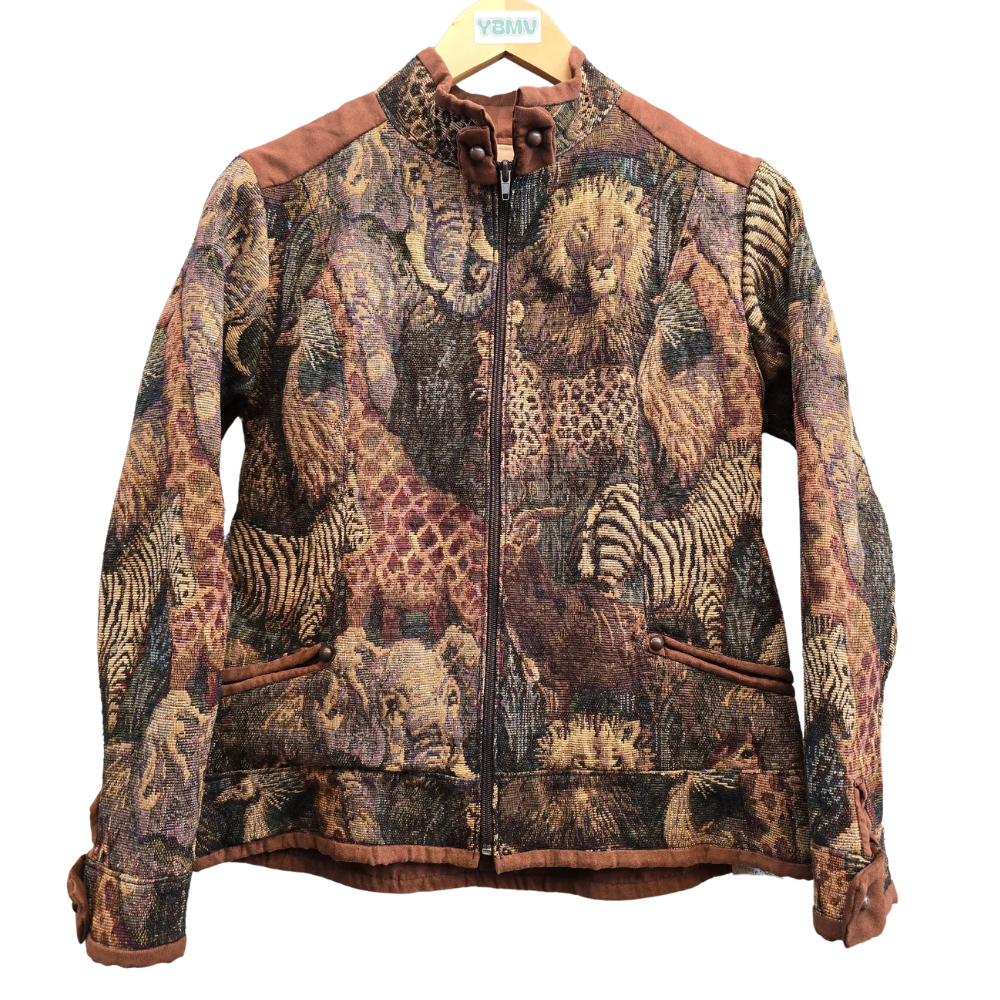 Vintage Safari Print Tapestry Jacket- Size S (W44)