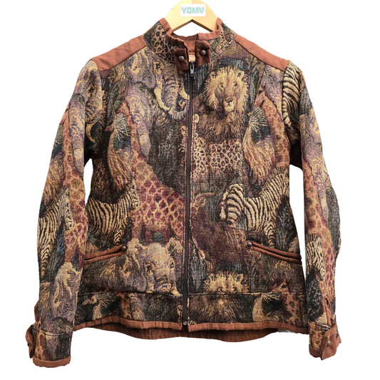 Vintage Safari Print Tapestry Jacket- Size S (W44)