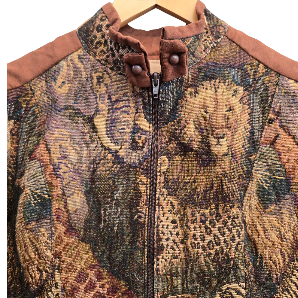 Vintage Safari Print Tapestry Jacket- Size S (W44)