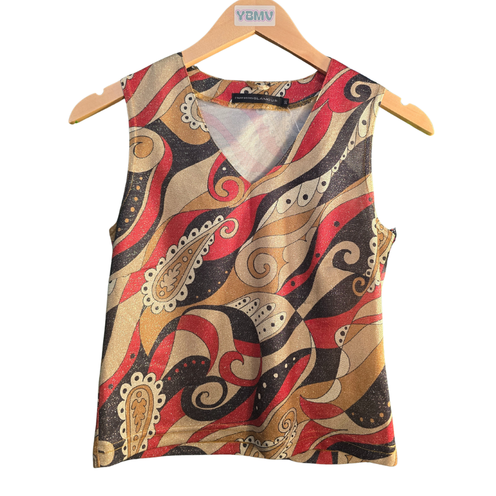 90s Funky Pattern Glitter Crop Top