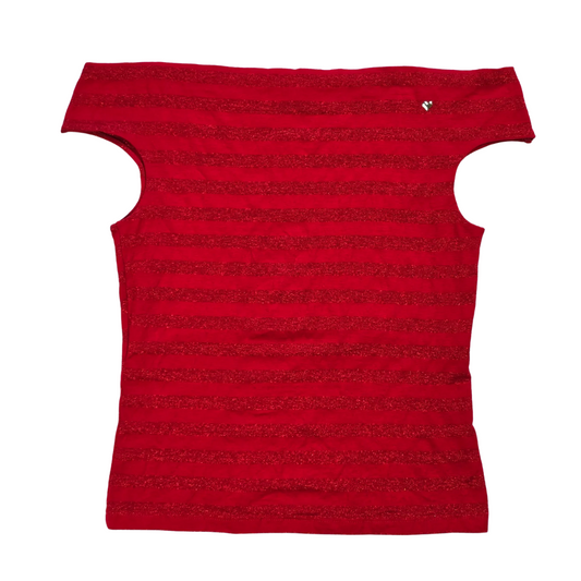 Fun Red Stripe Off Shoulder Tee - Size L