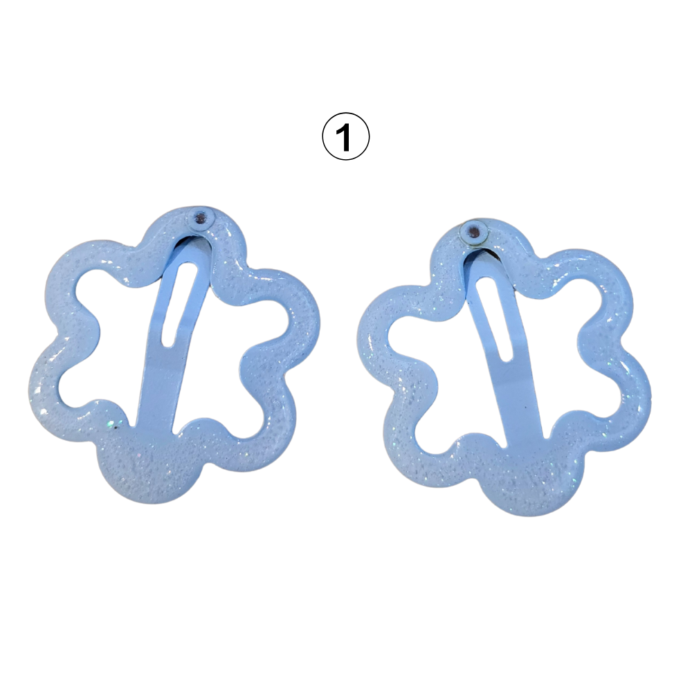 2 Mini Flower Glitter Hairclips