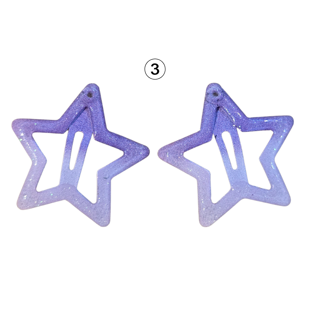 2 Mini Glitter Star Hairclips