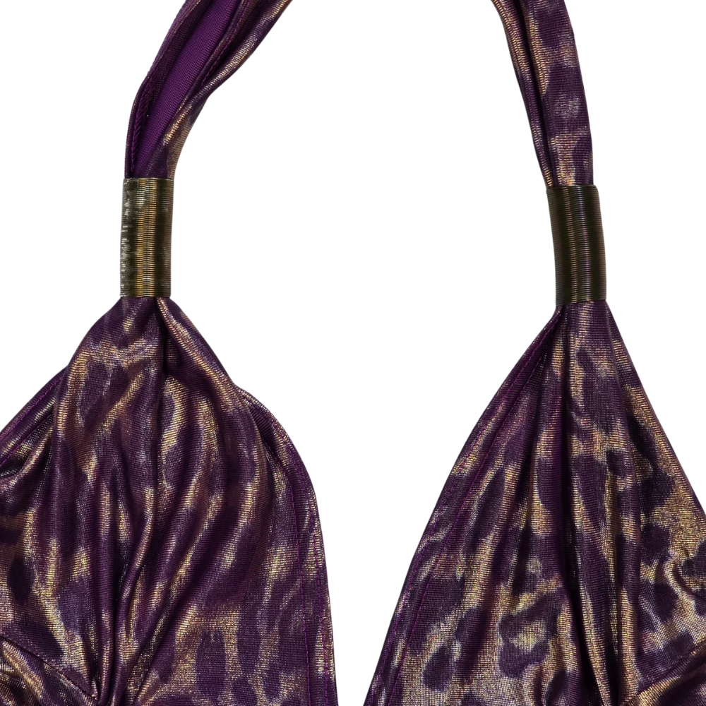 Vintage Y2K Animal Print Halterneck- Size M