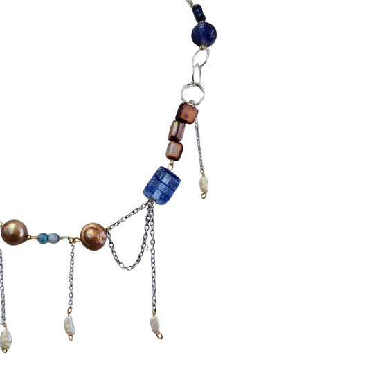 Handmade with Love Hues of Blues Whimsical Style - One Of A kind Necklace
