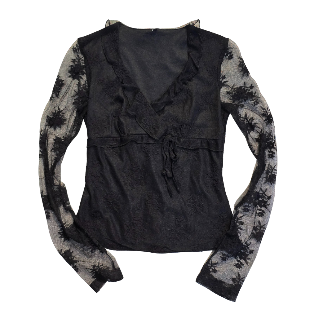 Retro Y2K Detailed Lace Top