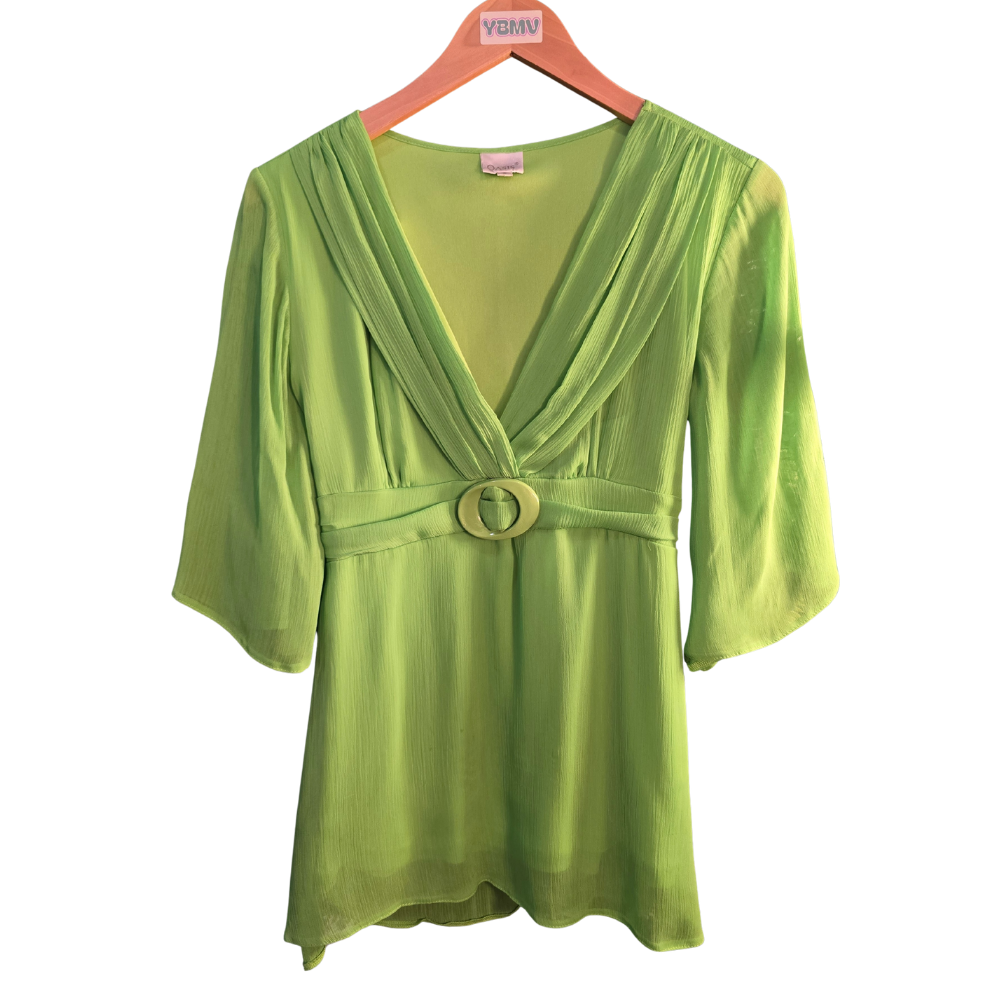 2000s Low Cut, Cute Sleeve, Detailed Top