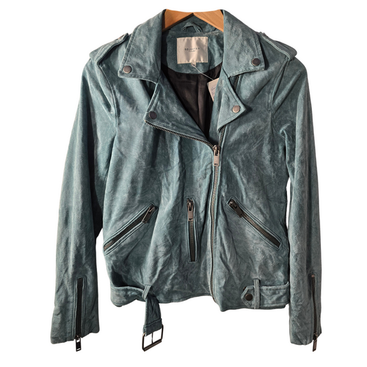 Blue Suede 'biker' Style Jacket (W13)