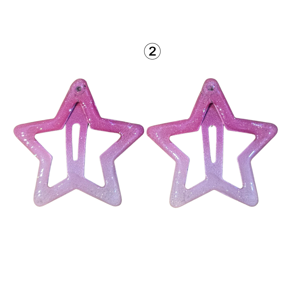 2 Mini Glitter Star Hairclips