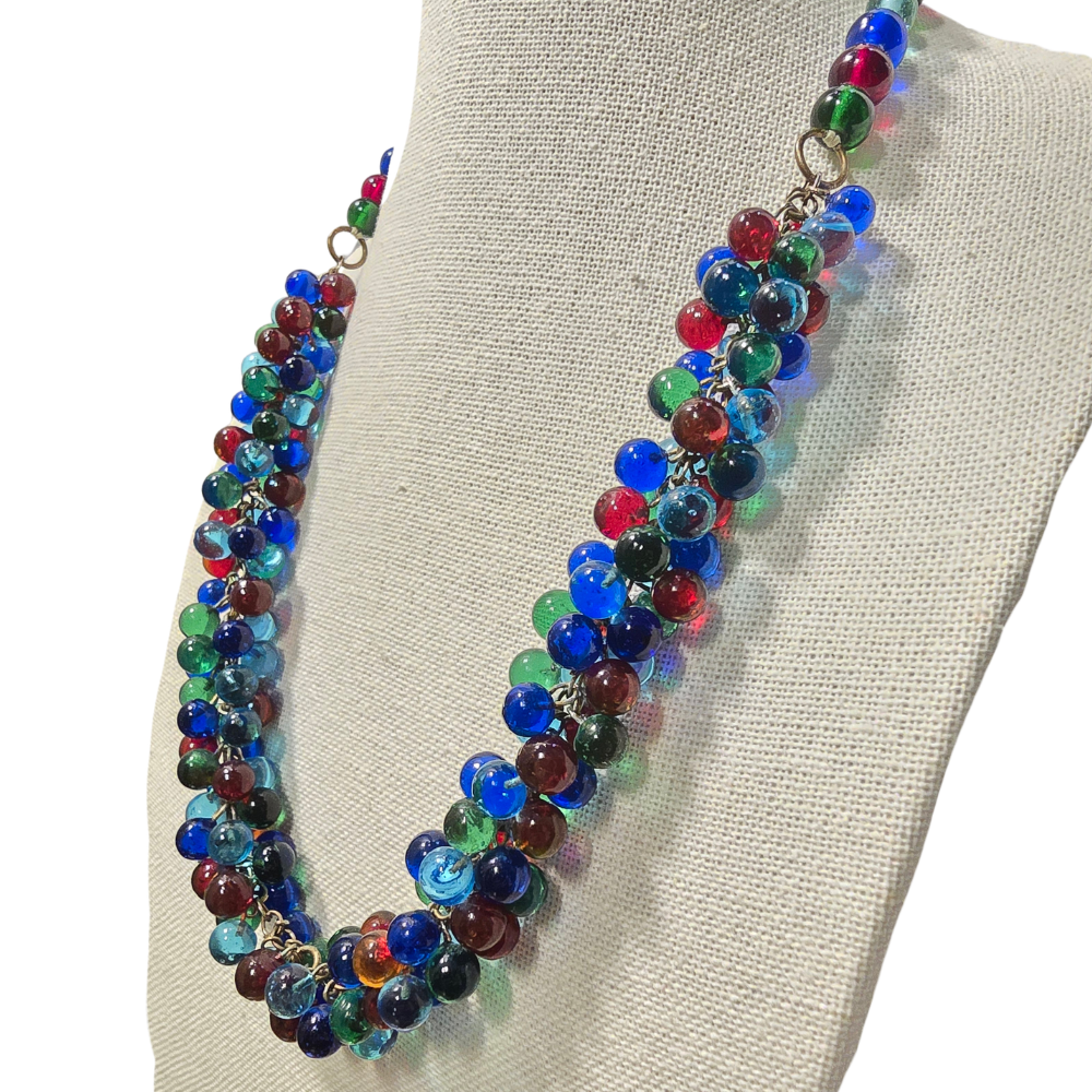 Vintage Chunky Glass Statement Necklace