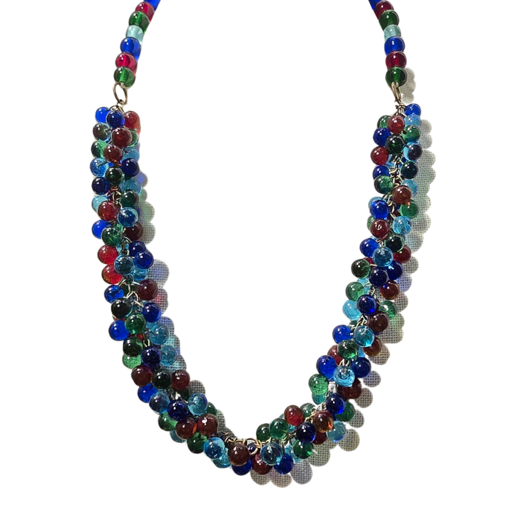 Vintage Chunky Glass Statement Necklace