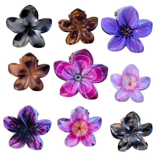 2 Mini Flower Claw Hairclips
