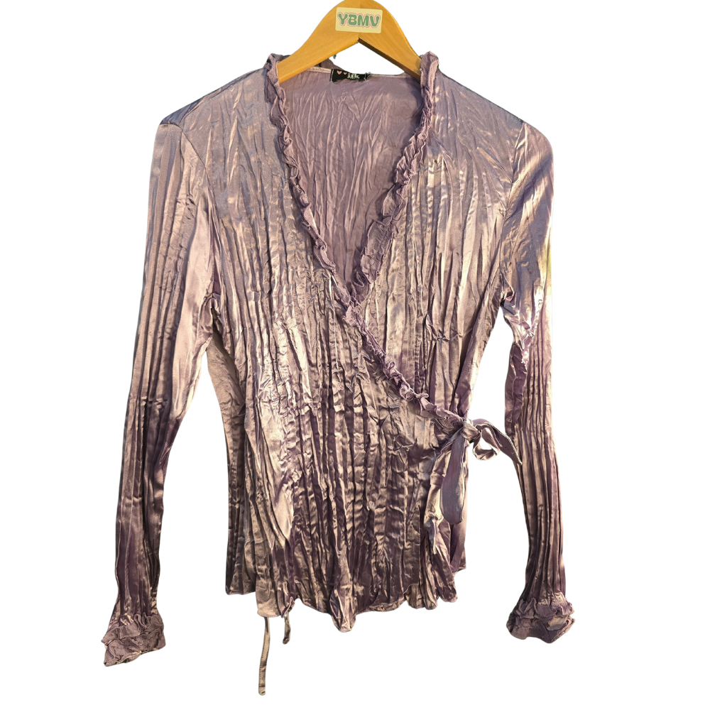 Retro Wrap Top Lustrous Fabric + Details