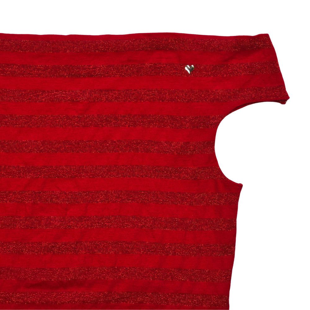 Fun Red Stripe Off Shoulder Tee - Size L