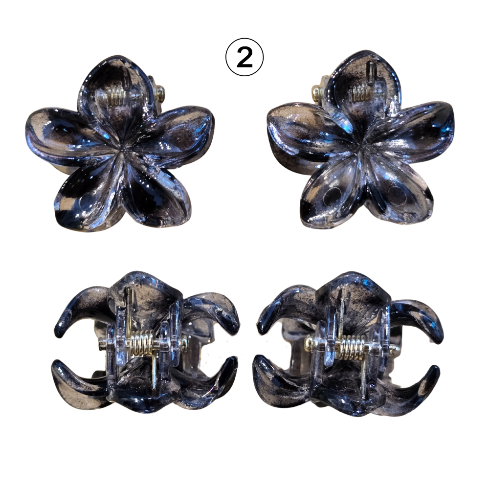 2 Mini Flower Claw Hairclips