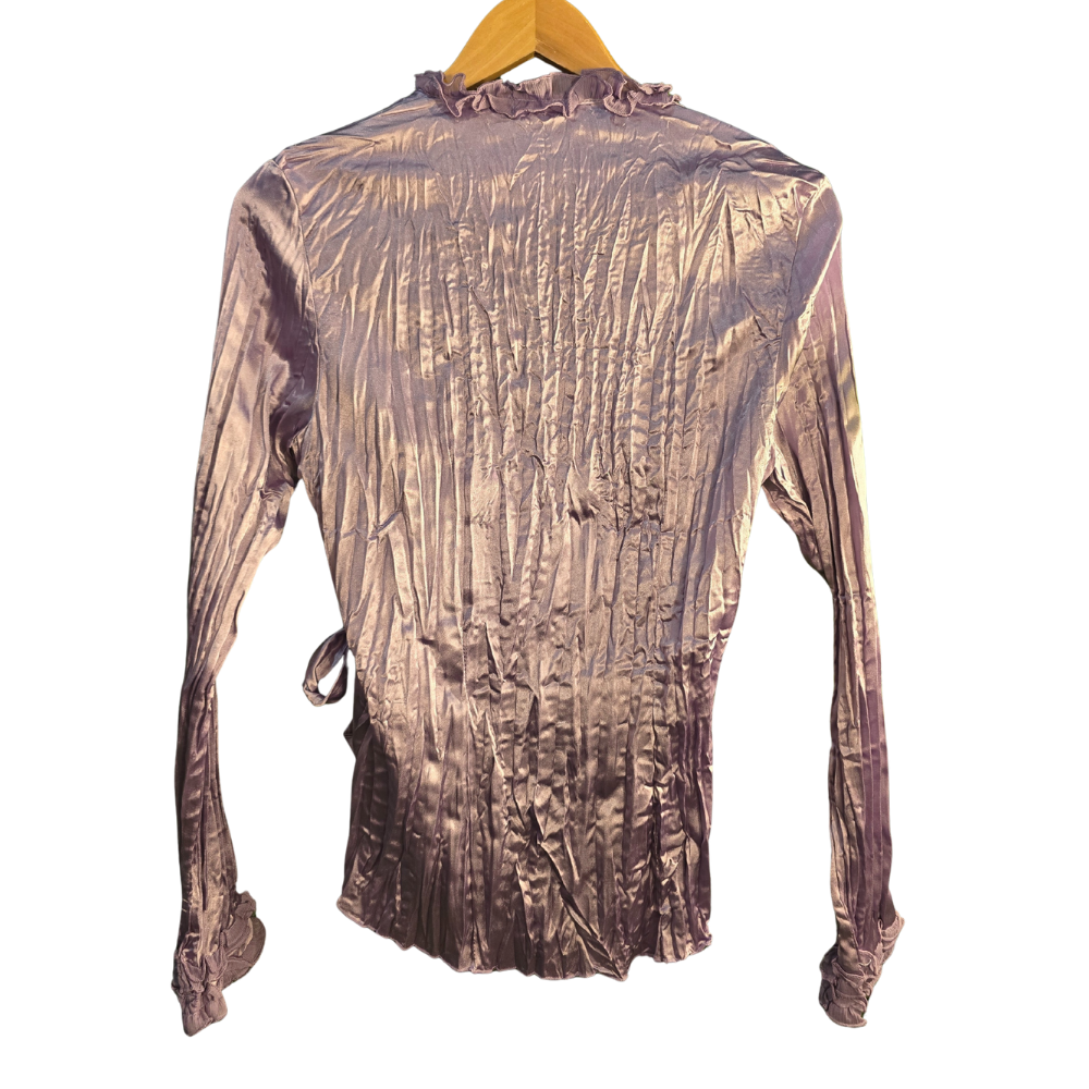 Retro Wrap Top Lustrous Fabric + Details