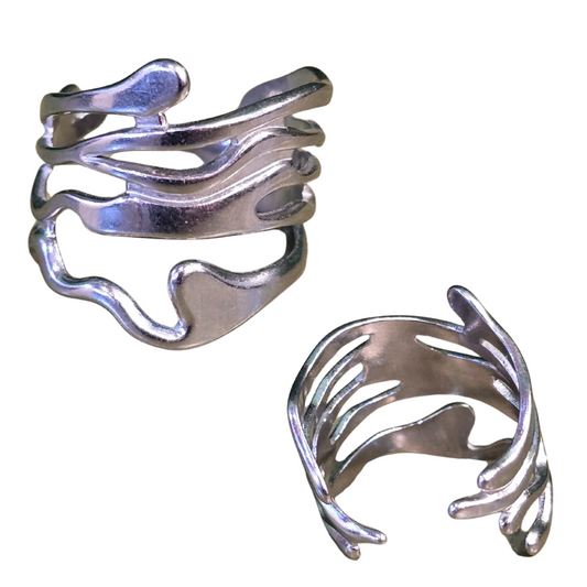 Chunky Fluid Shape Stainless Steel Ring
