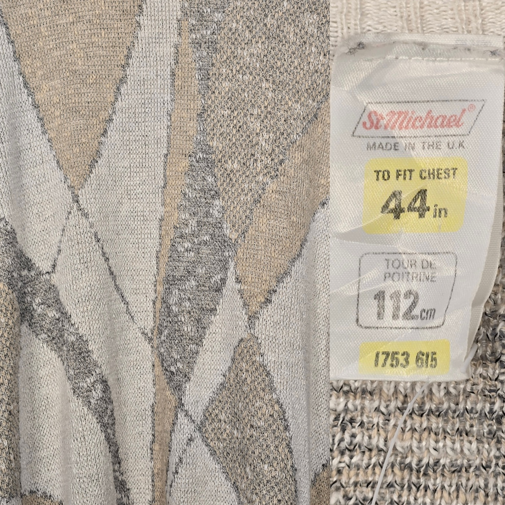 Vintage Abstract Pattern Knit Jumper - Size L/XL (W36)