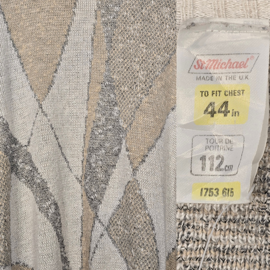 Vintage Abstract Pattern Knit Jumper - Size L/XL (W36)