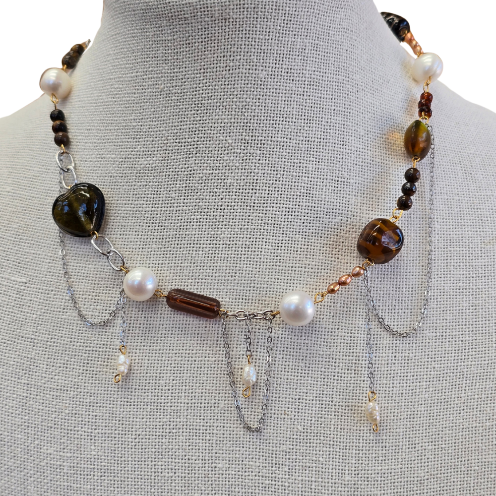 Handmade with Love Neutrals Whimsical Style - One Of A kind Necklace