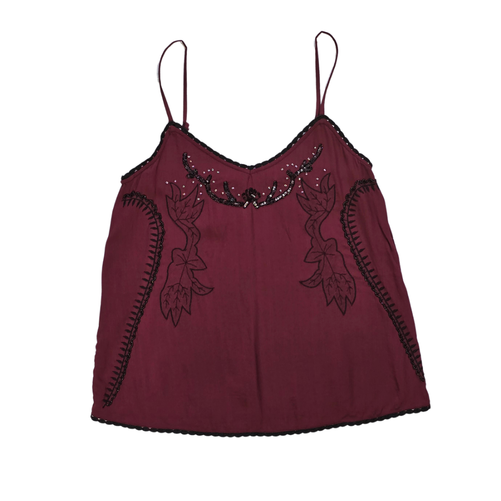 Beaded + Embroidery Detail Vest - Size S