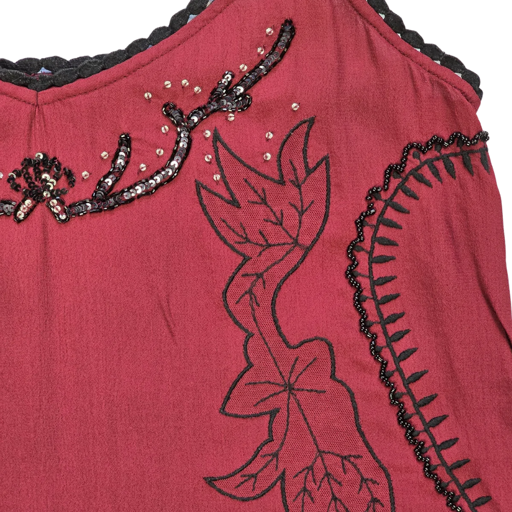 Beaded + Embroidery Detail Vest - Size S