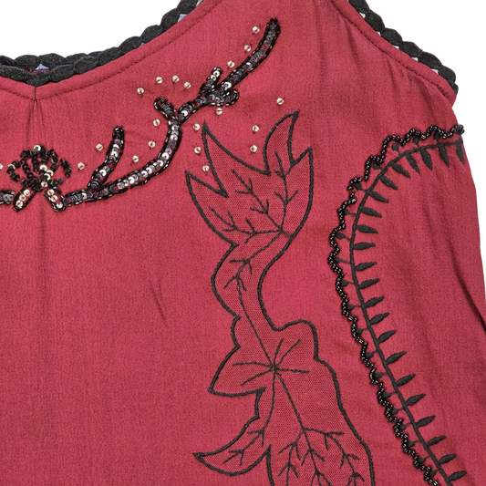 Beaded + Embroidery Detail Vest - Size S