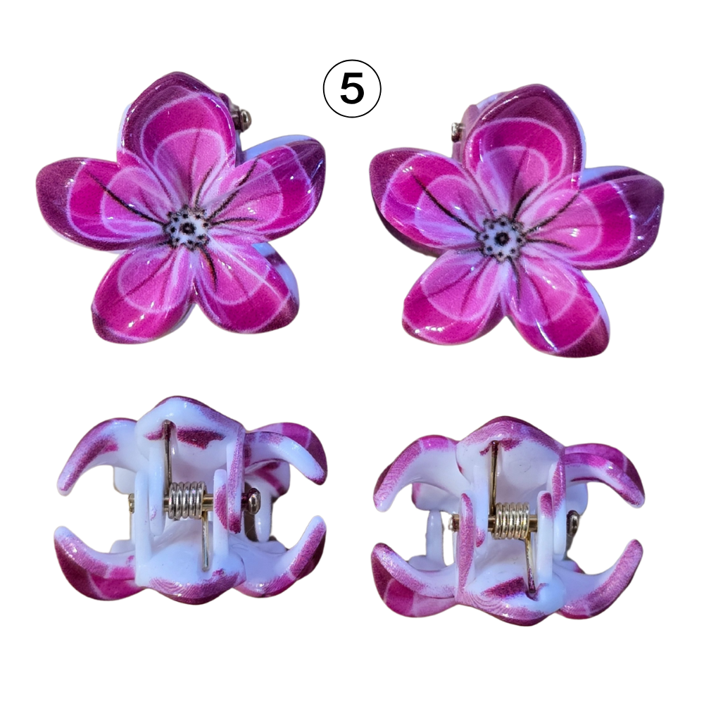 2 Mini Flower Claw Hairclips