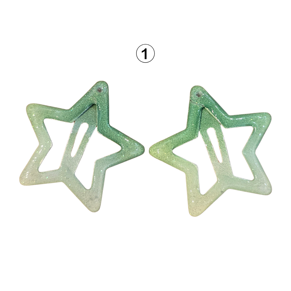 2 Mini Glitter Star Hairclips