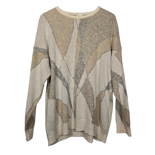 Vintage Abstract Pattern Knit Jumper - Size L/XL (W36)