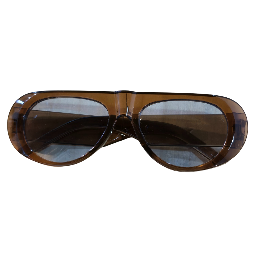 Retro Style Blue Lense/ Brown Frame Fashion Sunnies