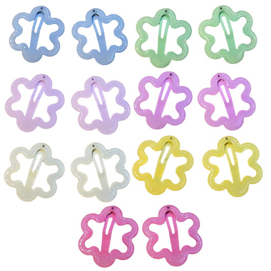 2 Mini Flower Glitter Hairclips