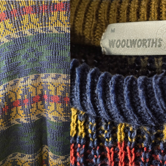 Vintage Woolworths Funky Pattern Knit Jumper (W14)