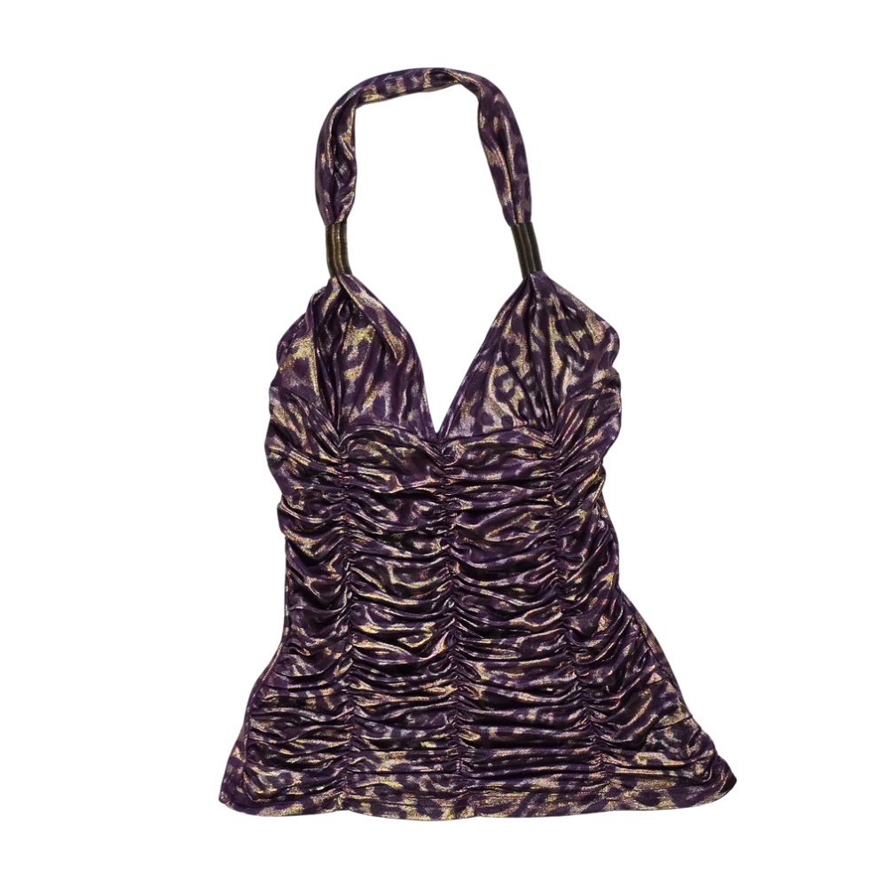 Vintage Y2K Animal Print Halterneck- Size M