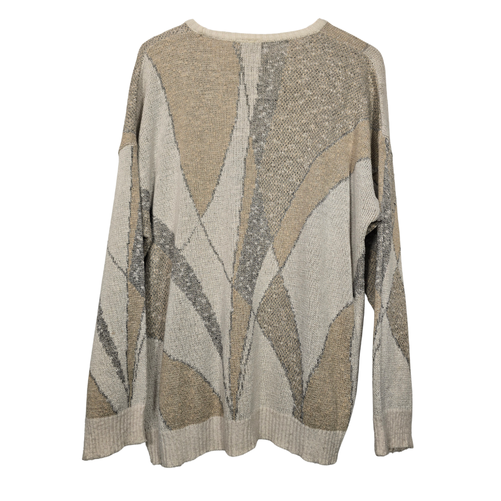 Vintage Abstract Pattern Knit Jumper - Size L/XL (W36)