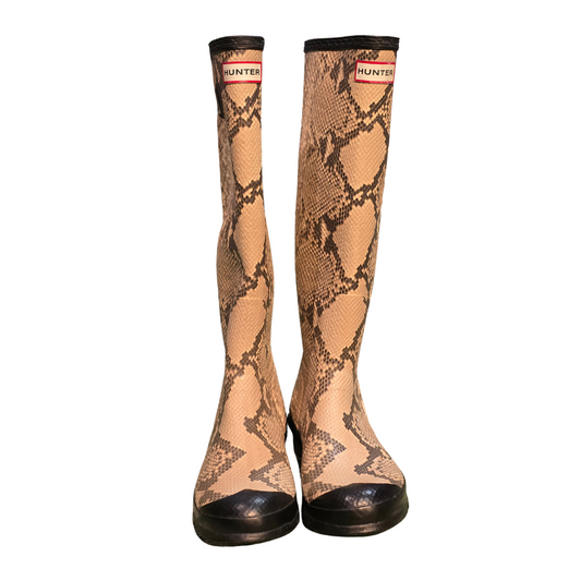 Cream Snake print Hunter Welly Boots (Rare/ discontinued range) Deadstock + Unworn - Size UK7