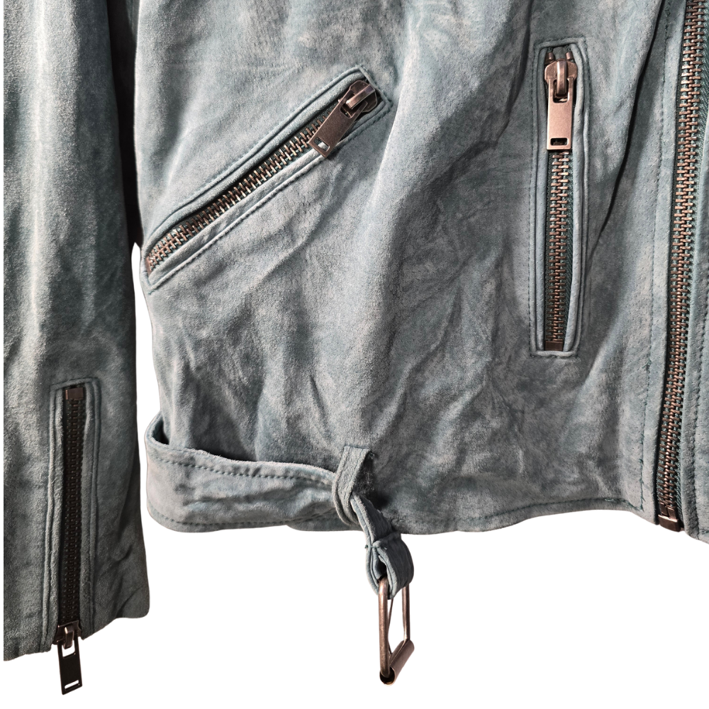 Blue Suede 'biker' Style Jacket (W13)