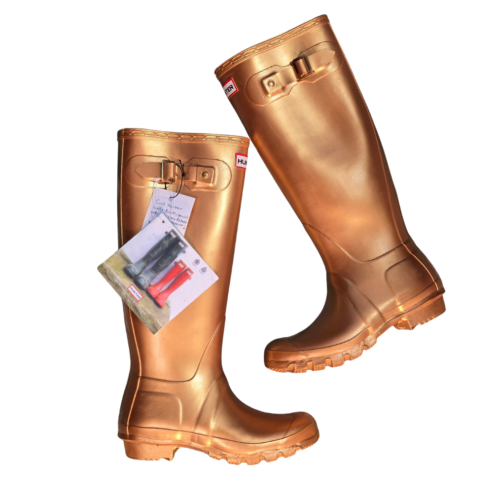 Gold Special Edition Hunter Welly Boots (Deadstock/ Unworn) - Size UK4