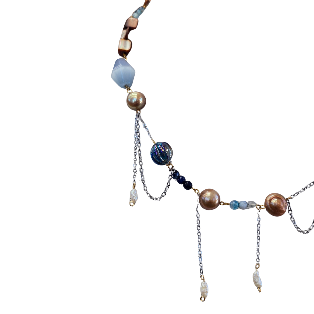 Handmade with Love Hues of Blues Whimsical Style - One Of A kind Necklace