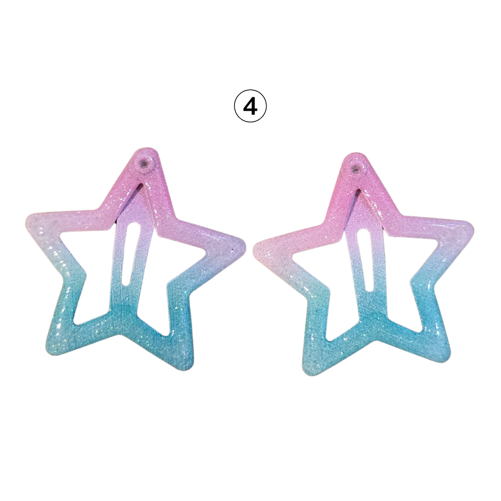 2 Mini Glitter Star Hairclips