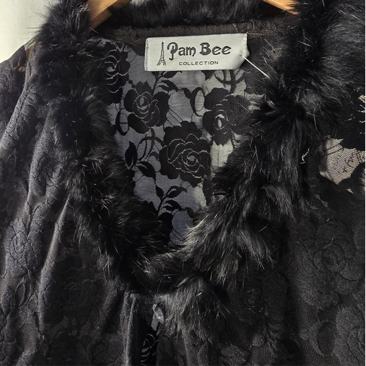 Vintage 70's Pam Bee Collection Lace + Feather detail Evening Blouse (W10)