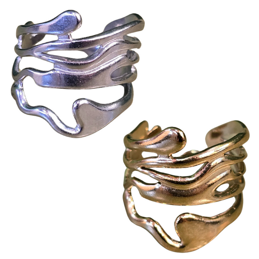 Chunky Fluid Shape Stainless Steel Ring