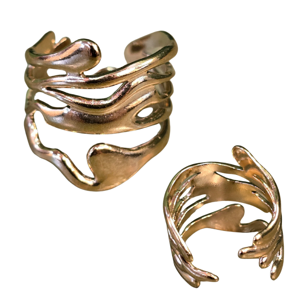 Chunky Fluid Shape Stainless Steel Ring