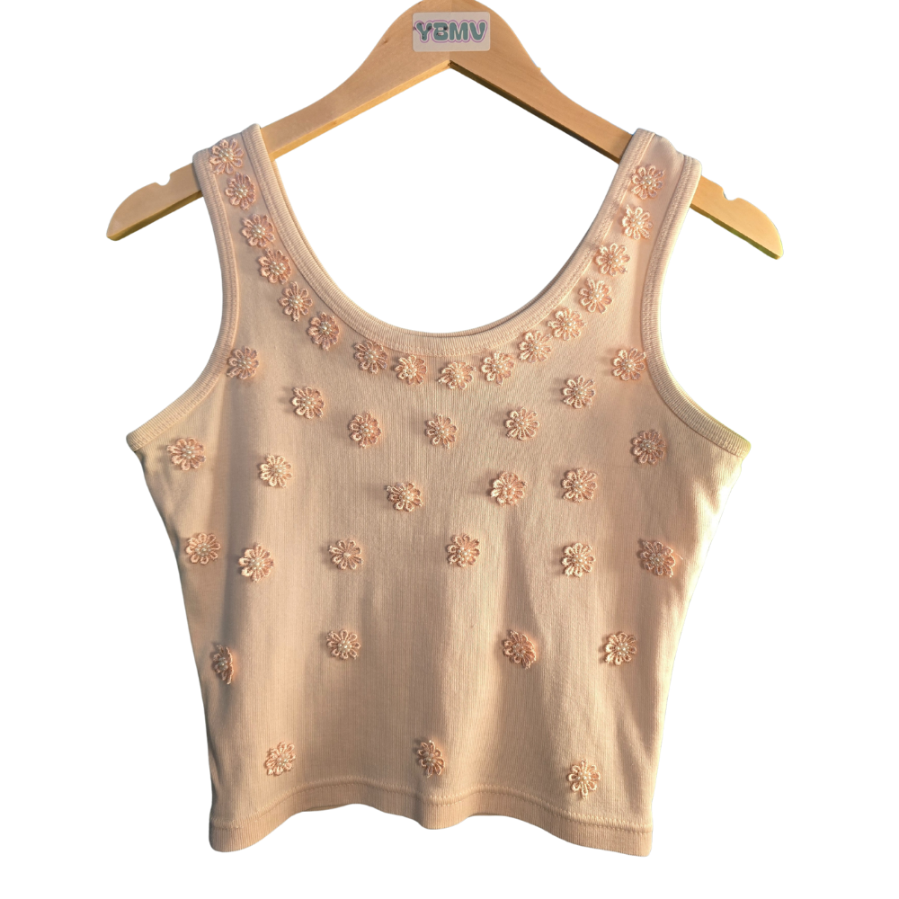 Retro 90s Cotton + Floral Details Summer Top