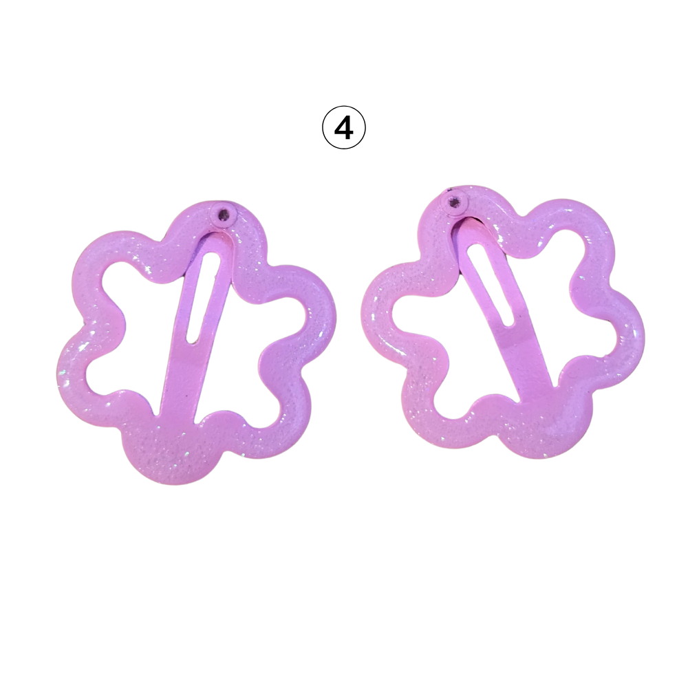 2 Mini Flower Glitter Hairclips