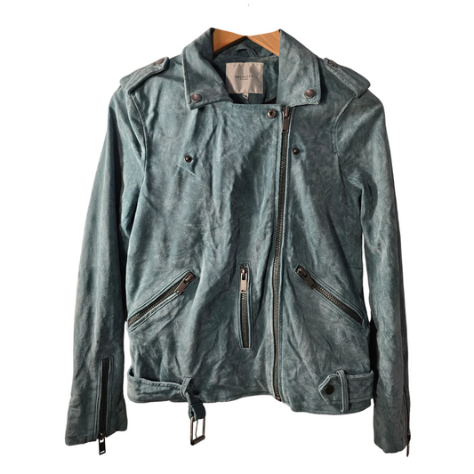 Blue Suede 'biker' Style Jacket (W13)