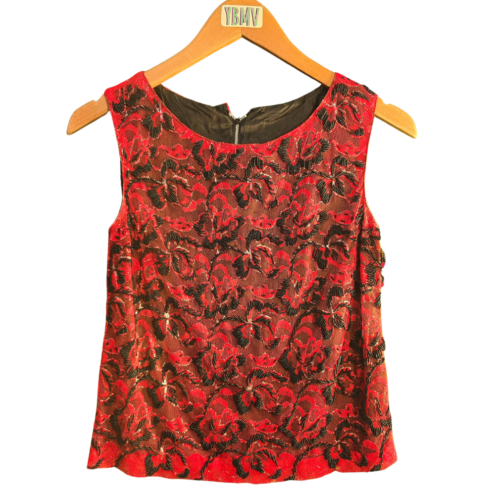 Genuine Vintage Lace + Full Beadwork Design Top