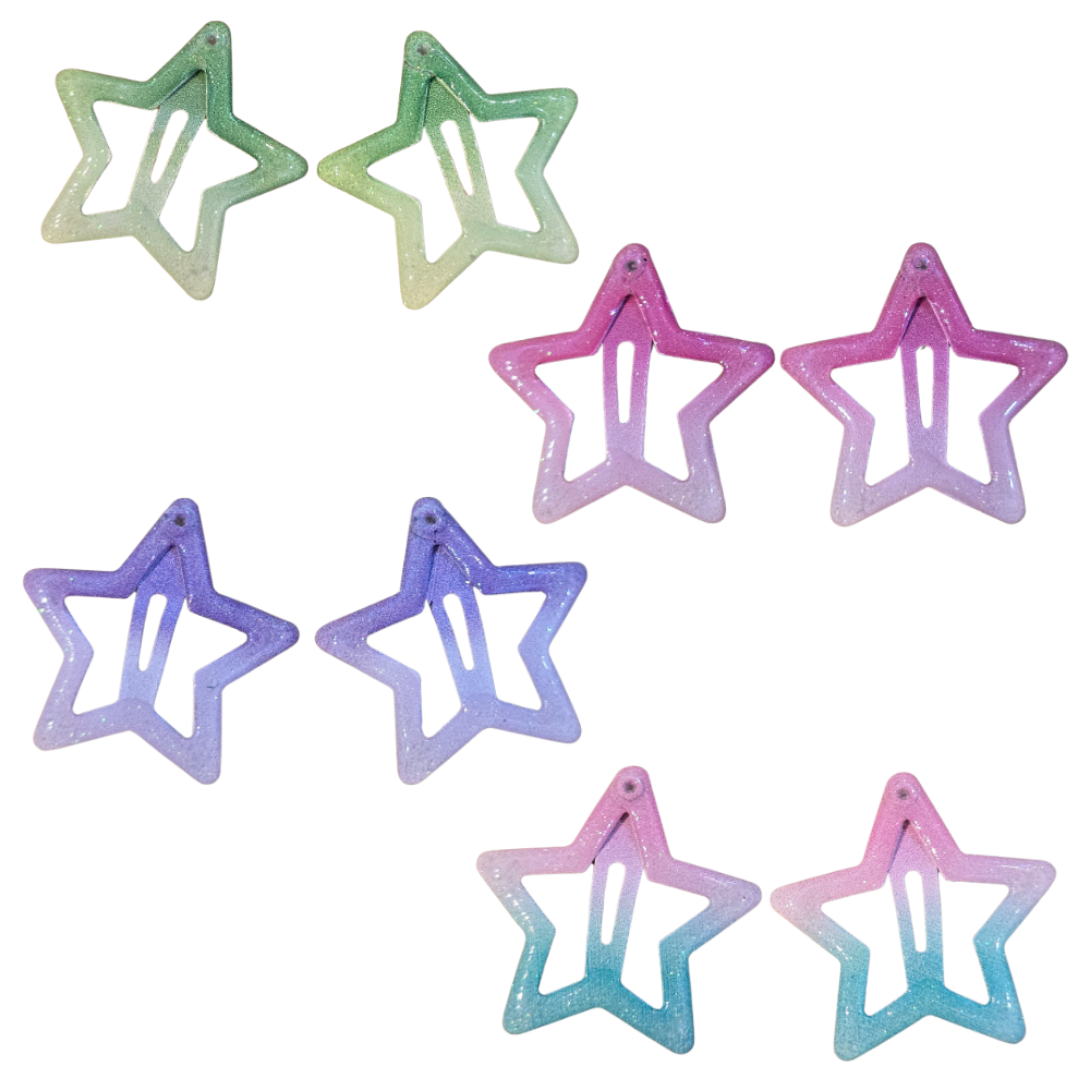 2 Mini Glitter Star Hairclips