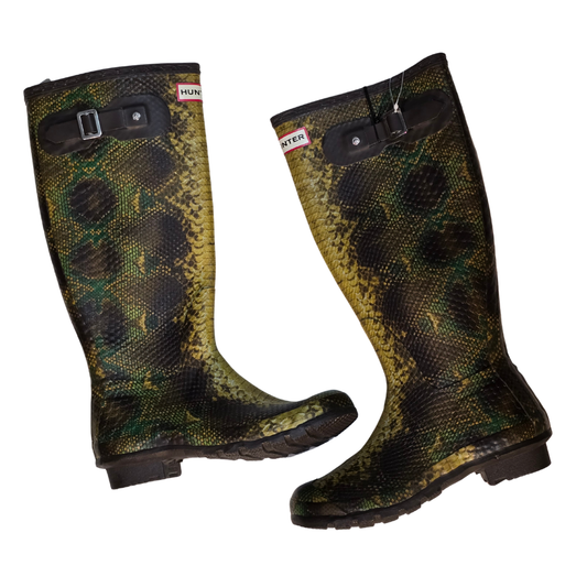 Green Snake print Hunter Welly Boots (Rare/ discontinued range) Deadstock + Unworn - Size UK5